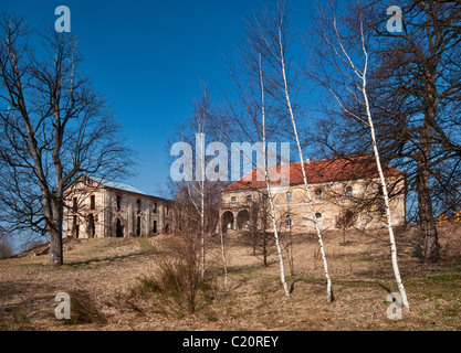 Ruine barocke Palast, ehemalige Zisterzienserabt Residenz und Kreuzgang im Dorf Wierzbna in der Nähe von Swidnica und Breslau, Niederschlesien, Polen Stockfoto