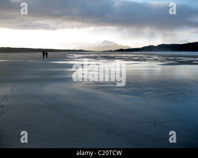 Am Strand von Downings Strand, mit Blick auf Errigal, Donegal, Irland Stockfoto