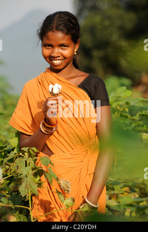 Indien Orissa, fairer Handel und Baumwolle aus biologischem Anbau, die Bauern der Kooperative in der Nähe von Agrocel Schönwald Stockfoto