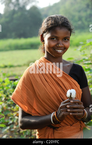 Indien Orissa, fairer Handel und Baumwolle aus biologischem Anbau, die Bauern der Kooperative in der Nähe von Agrocel Schönwald Stockfoto