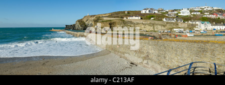 Blick von Portreath Pier in Cornwall UK. Stockfoto