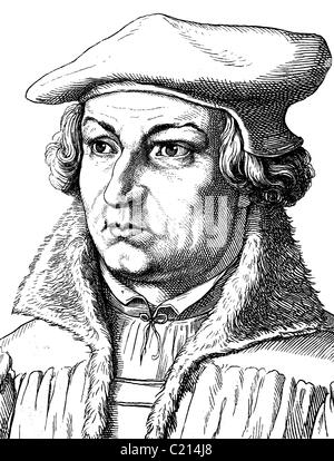 Verbesserte Digitalbild von Justus Jonas, 1493-1555, Reformer und Freund von Luther, Porträt, historische Illustration, 1880 Stockfoto