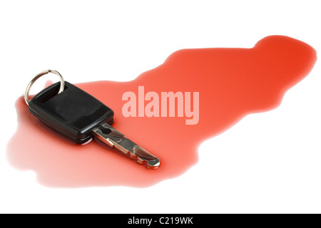 Autoschlüssel in Rotwein - Konzept für nicht trinken und fahren Stockfoto