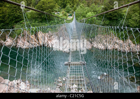 Swing Bridge Buller Gorge Fluss Neuseeland, Südinsel Stockfoto