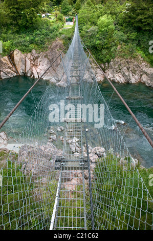 Swing Bridge Buller Gorge Fluss Neuseeland, Südinsel Stockfoto