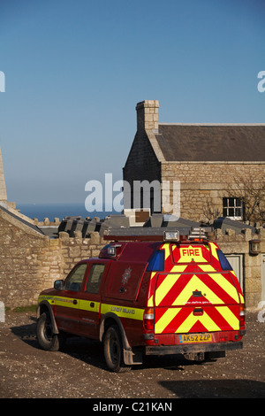 Feuerwehr Fahrzeug, Devon & Somerset Feuer- und Rettungsdienst Ford Ranger, auf Lundy Island, Devon, England UK im März Stockfoto