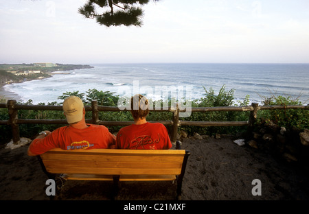 Südkorea, Jeju Island, Jungmon Strand. Stockfoto