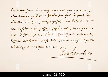 Jean Baptiste Joseph Delambre Chevalier, 1749-1822. Französischer Mathematiker und Astronom. Hand-Arbeitsprobe. Stockfoto