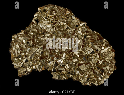 Pyrit (FeS2) (Eisen Sulfid) im Volksmund bekannt als "Katzengold" - früher bei der Herstellung von Schwefelsäure Stockfoto