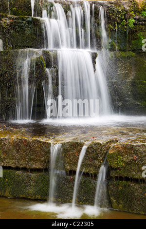 Wasserfall auf dem Fluss Nidd nahe Lofthouse Nidderdale Yorkshire Stockfoto