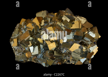 Pyrit (FeS2) (Eisen Sulfid) im Volksmund bekannt als "Katzengold" - früher bei der Herstellung von Schwefelsäure Stockfoto