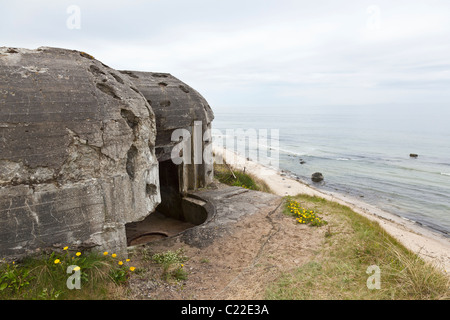 Alte deutsche Bunker aus dem zweiten Weltkrieg, die den Atlantik gehörten, Wand in Hirtshals, Dänemark Stockfoto