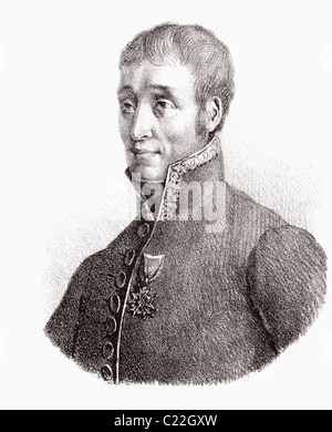 Jean-Marie-Joseph Coutelle, 1748-1835. Französischer Ingenieur, Wissenschaftler und Pionier der Ballonfahrt. Stockfoto