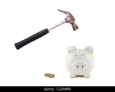 Ein Metallhammer vor einem weißen Hintergrund isoliert Stockfoto