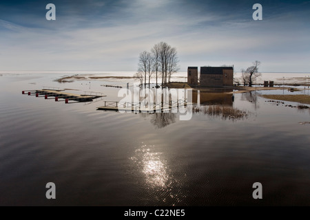 Fluss Emajõgi in Jõesuu, See Võrtsjärv, Estland Stockfoto