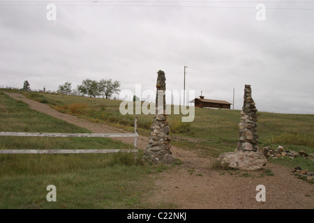 Eingang zu Wounded Knee-Denkmal. Stockfoto