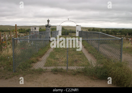 Massengrab am Wounded Knee Memorial in South Dakota. Stockfoto