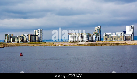 Western Harbour Waterfront Entwicklung komplexer in Leith Docks Edinburgh Schottland von Osten gesehen Stockfoto