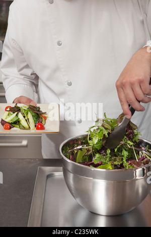 Mitte-Adult Chefkoch Blatt Gemüse Stockfoto