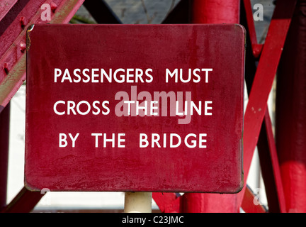Schild am Ramsbottom Bahnhof auf die East Lancs Railway Stockfoto