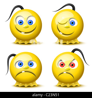 Satz von vier ursprünglichen glänzend smileys Stockfoto