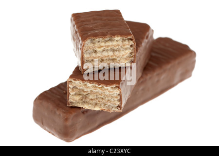 Halbierte blaue Band Schokolade überdachten Wafer Kekse Stockfoto