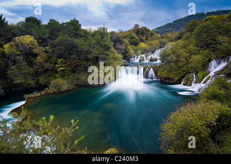 Skradinski Buk ist einer der schönsten Wasserfälle der Welt, Nationalpark Krka, Kroatien Stockfoto