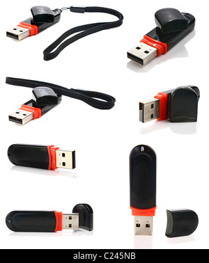 USB-Flash-Laufwerk isoliert auf weißem Hintergrund Stockfoto