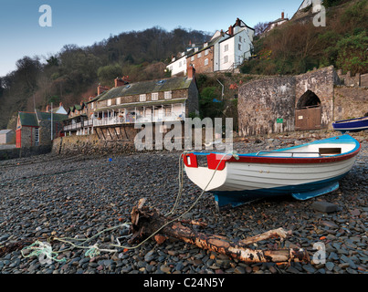 Clovelly Harbour in den frühen Morgenstunden März Stockfoto