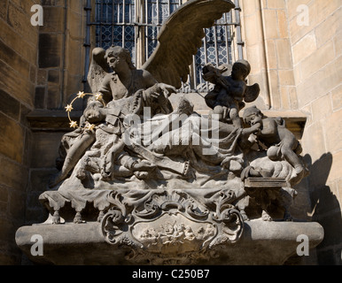 Prag - Martyrium des Hl. Johannes Nepomuk von st.-Veits-Dom Stockfoto