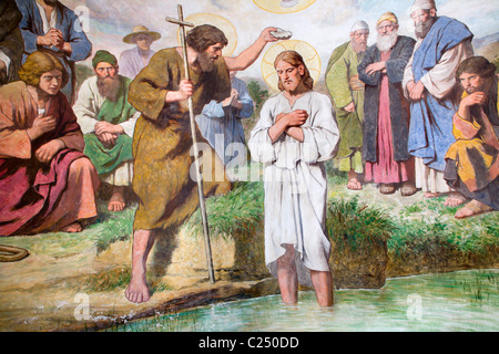 Taufe Jesu Christi - Baptisterium von Vienna Kirche des st. Franics Stockfoto
