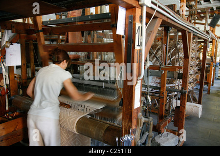Teppiche-Produktion, Cogolin, Var, Provence, Frankreich. Stockfoto