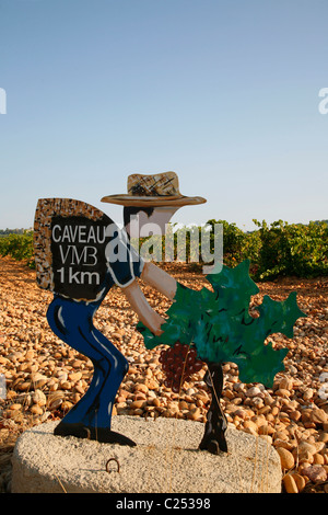 Weinberge rund um Châteauneuf du Pape, Vaucluse, Provence, Frankreich. Stockfoto