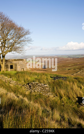 Top Withins unterwegs mit Blick auf Haworth Moor auf South Dean Beck Bronte Stockfoto