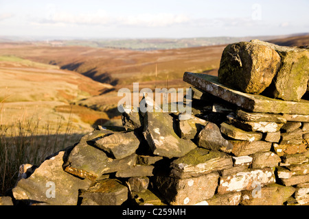 Blick über Haworth Moor in der Nähe von Top-Withins auf der Pennine Way Stockfoto