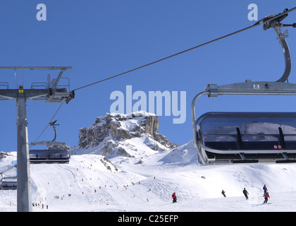 Skifahren in Italien von Cervinia, Valtournache Stockfoto