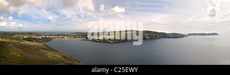 Genähte Panorama von Port Erin Bay und Kalb von Mann im Süden der Isle Of Man Stockfoto