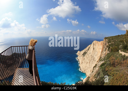 Griechenland-ionische Zakynthos Insel Blick auf Schmuggler Bucht mit einem Fish-Eye-Objektiv aufgenommen Stockfoto