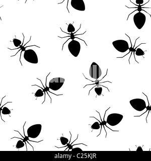 Nahtlose Textur - Ameisen Schädlinge auf weißem Hintergrund Stockfoto