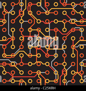 Nahtlose Textur - elektronische Elemente vor einem dunklen Hintergrund Stockfoto