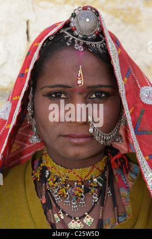 Porträt einer indischen Frau in traditioneller Kleidung, Indien Stockfoto