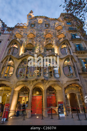 Casa Batllo nachts, Barcelona, Katalonien, Spanien Stockfoto