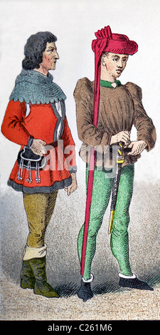 Die Zahlen vertreten hier, ein französischer Staatsbürger und Charles VII, gut bedient und Victorious, um das Jahr 1400 n. Chr. genannt. Stockfoto