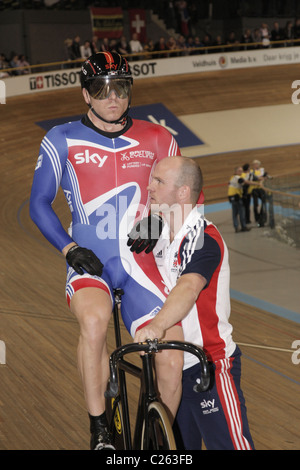 Sir Chris Hoy Einzelsprint Bewerbsbahn Cycling World Championships Apeldoorn Niederlande März 2011 Stockfoto