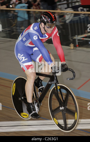 Sir Chris Hoy Einzelsprint Bewerbsbahn Cycling World Championships Apeldoorn Niederlande März 2011 Stockfoto