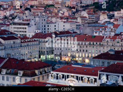 Draufsicht der Praça da Figueira in zentral-Lissabon, Portugal Stockfoto