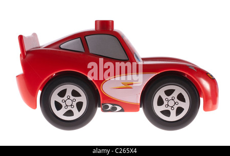 Spielzeugautos, rot, blau Stockfoto