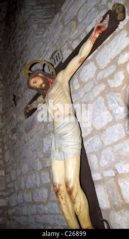 Romanische Kirche in Sant Llorenç de Morunys Kloster. Provinz Lleida, Spanien Stockfoto