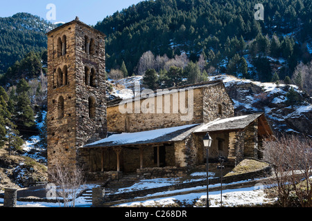 Mittelalterliche romanische Kirche von Sant Joan de Caselles, Canillo, Grandvalira Ski Area, Andorra Stockfoto