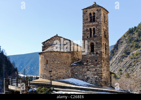 Mittelalterliche romanische Kirche von Sant Joan de Caselles, Canillo, Grandvalira Ski Area, Andorra Stockfoto